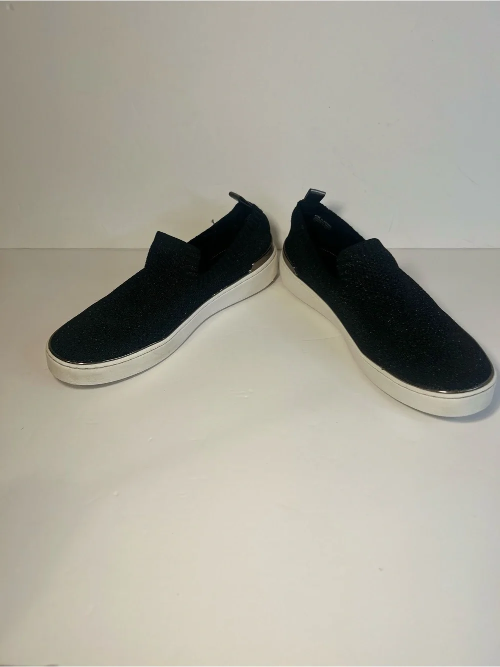 Michael Kors Black Knit Slip-On Sneakers with White Soles